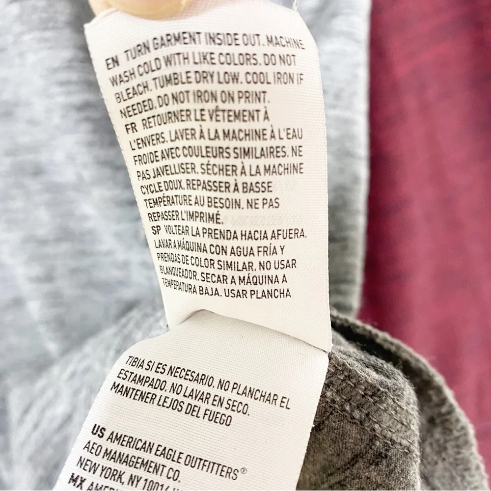 American Eagle Outfitters AEO Maroon Gray Crew Neck Raglan Long Sleeves M - Picture 10 of 10